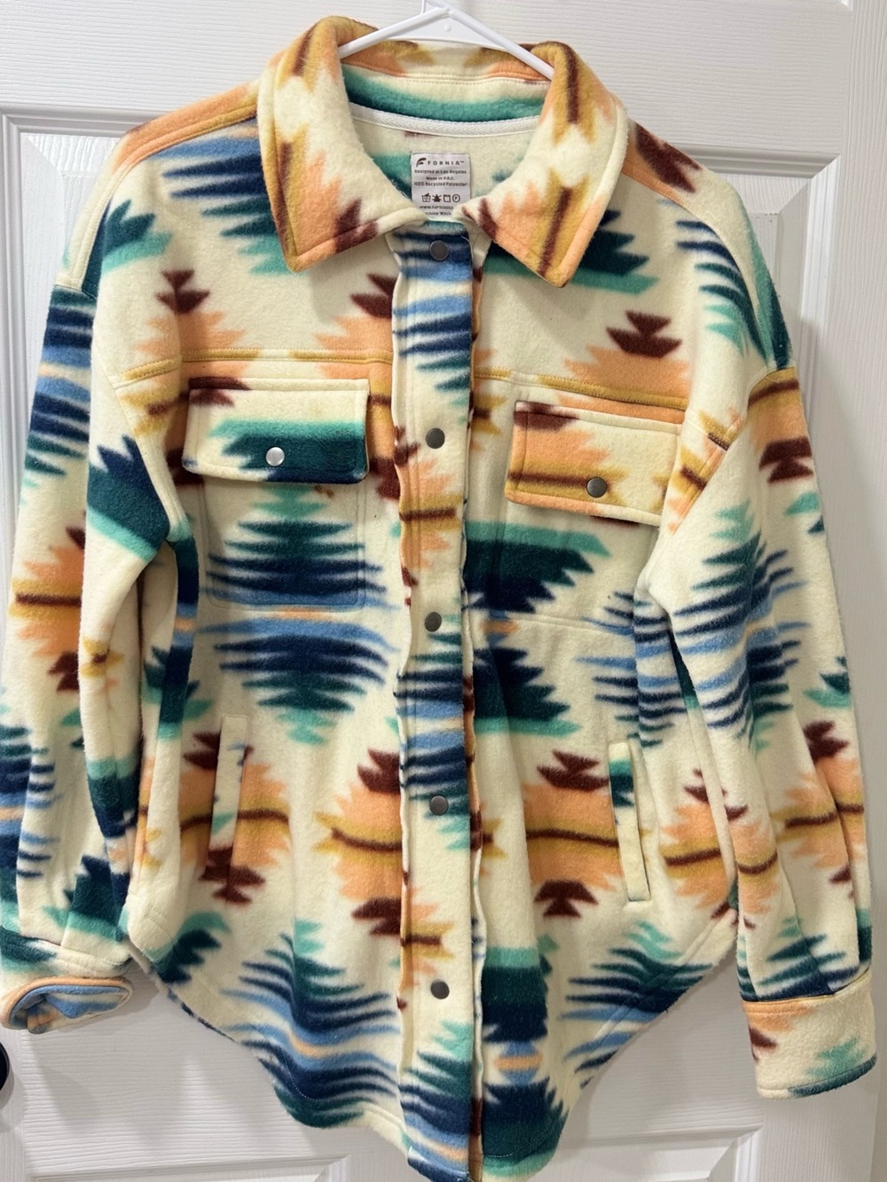 Fireside Kids Aztec Fleece Shacket - Cream Multi